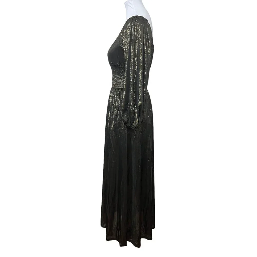 REVOLVE NSR Metallic Midi‎ Dress Womens XS Coquette Princess Royalcore Romantic